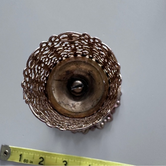 Rose Brass Tone Metal Cherub Candle Stick. 3.5” x 5” - Picture 6 of 10